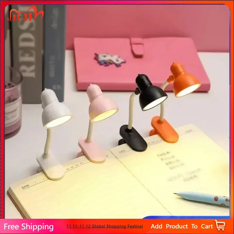 

Светильник для чтения с регулируемым зажимом, мини-настольная настольная лампа на батарейках, портативный зажим для кемпинга, ночник, желтый