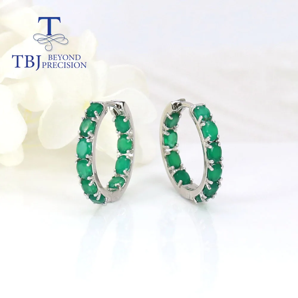 Natural green agate oval 3*4mm earrings 925 sterling silver classic design women fine jewelry Suitable for daily wear