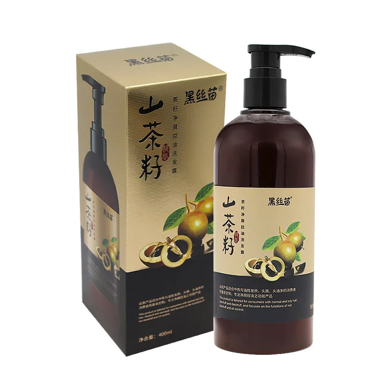 Black silk seedling camellia seed oil control shampoo plant tea bran refreshing dandruff shampoo Reynoutria multiflora shampoo