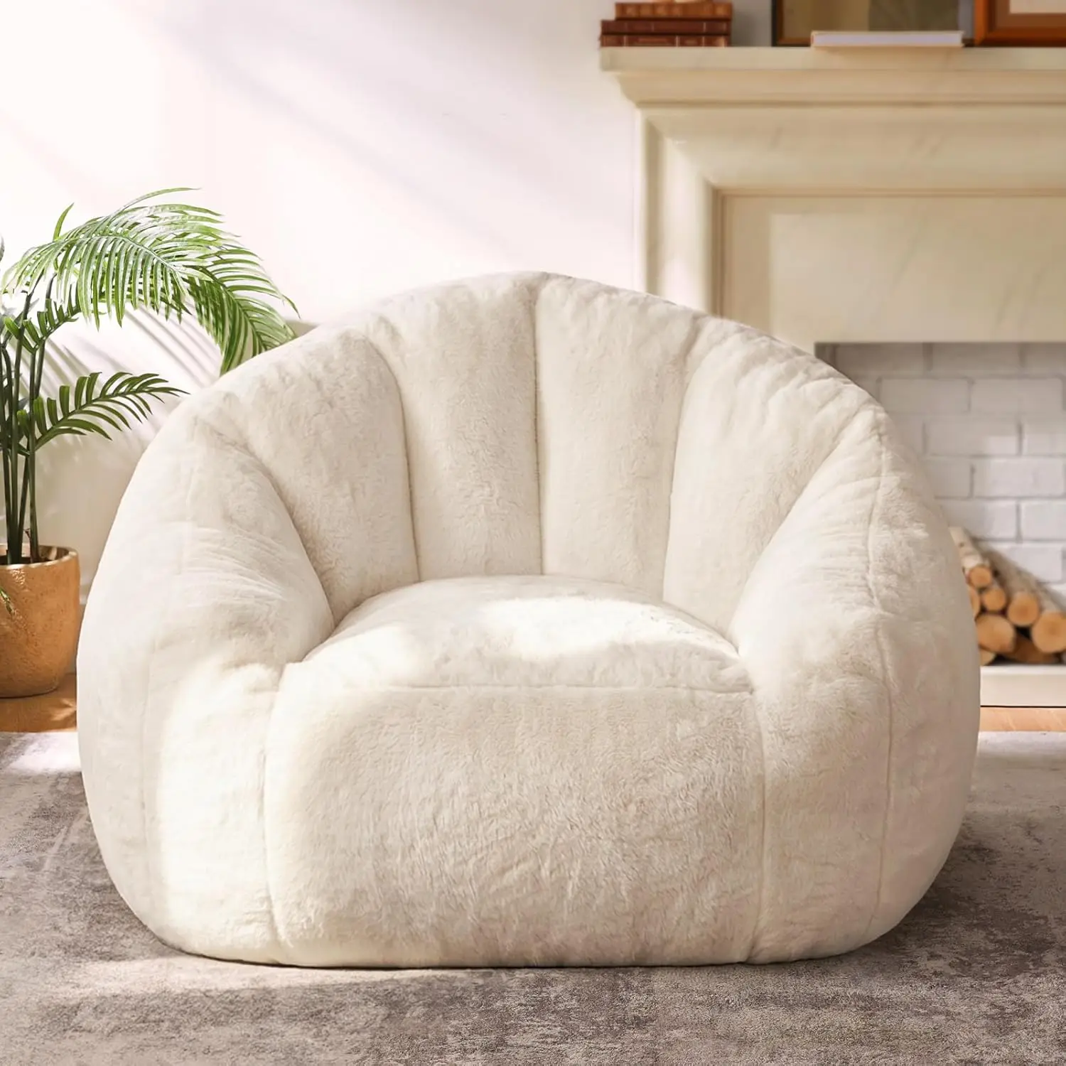 Max Giant Bean Bag Chair, Oversized Sofa for Adults & Teens, Ultra-Soft Fluffy Floor Lounge with Armrests for Gaming & Relaxing