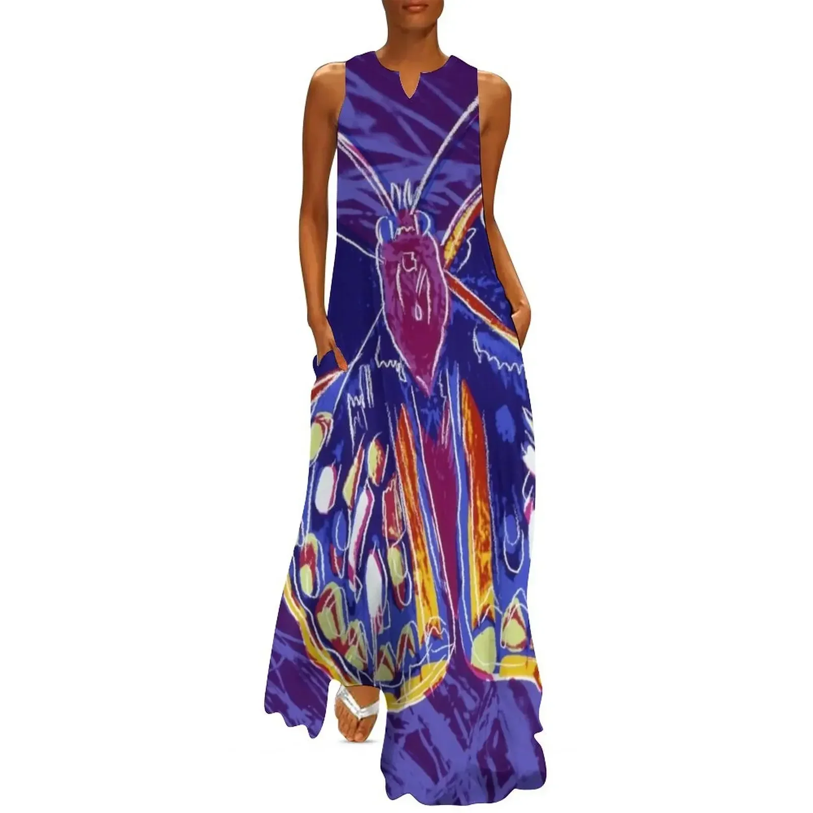 

Andy Warhol's San Francisco Silverspot Butterfly Long Dress women's evening dresses clothes for women loose women's dress Dress
