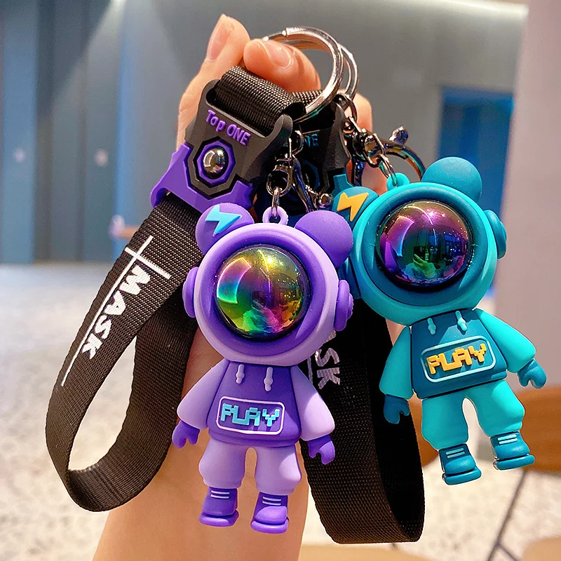 Cartoon Lightning Bear Keychain Cute Astronaut Bear Doll Keyring Bag Pendant Couple Car Keyholder Creative Bag Charm Accessories image 5