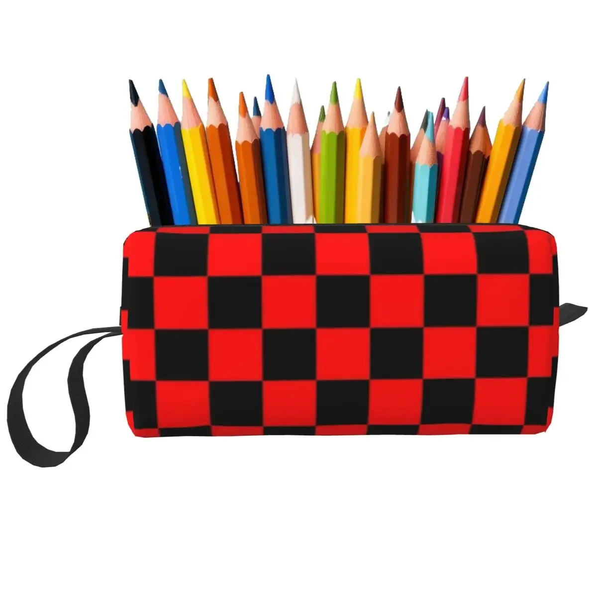 Red And Black Checkered Makeup Bag Cosmetic Organizer Storage Dopp Kit Toiletry Cosmetic Bag for Women Beauty Travel Pencil Case