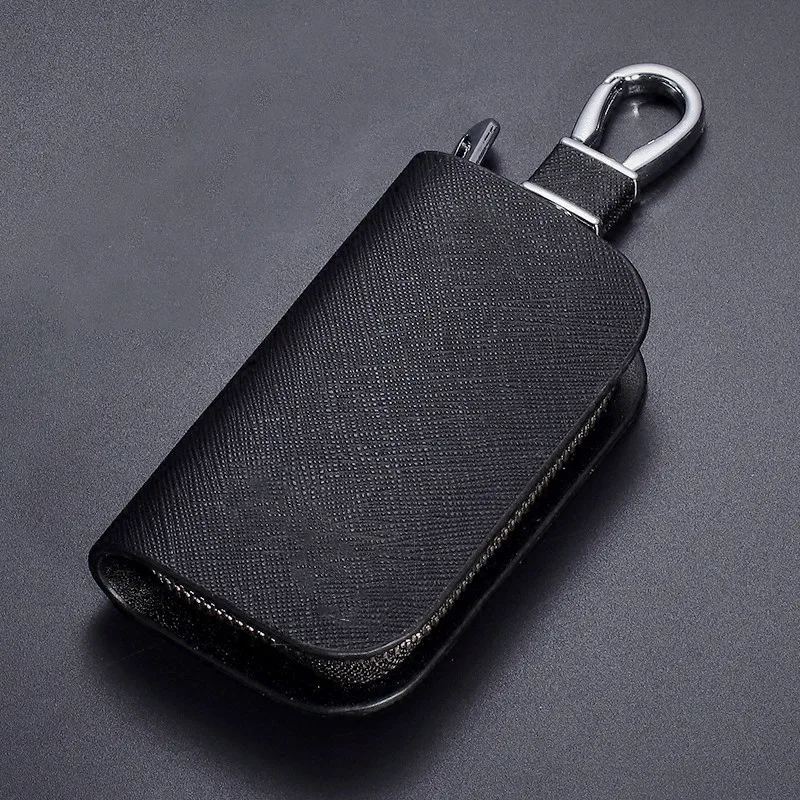 Cross Grain Genuine Leather Uniwersalny portfel na klucze samochodowe Brelok do kluczy Nadaje się do wszystkich rodzajów kluczy samochodowych Akcesoria samochodowe — zdjęcie 6