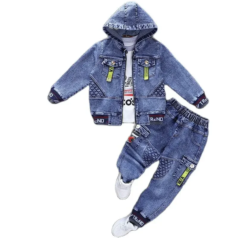 Spring & Autumn Cowboy Child Sets New 2022 Korean Version Clothes For Teens Kids Clothes Boys Two-Piece Denim Coat Casual Ja