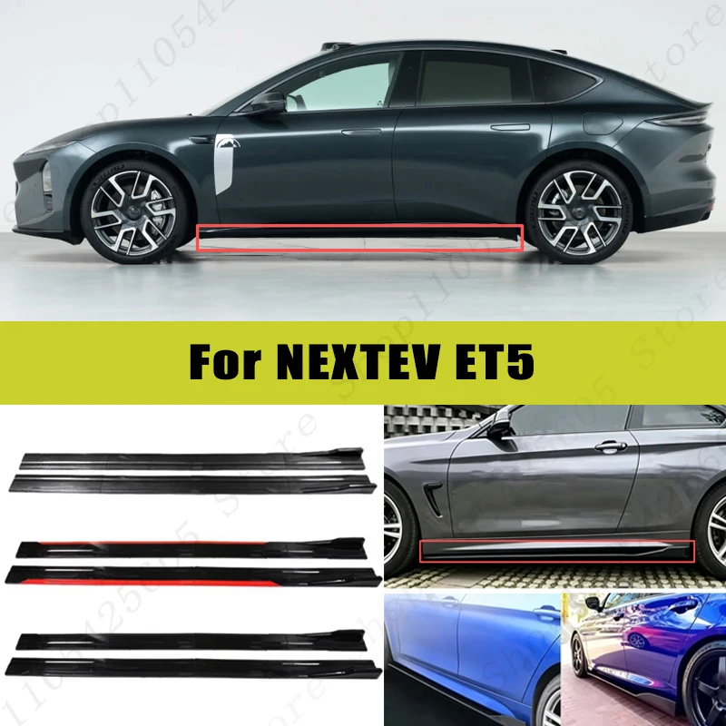For NEXTEV ET5 Racing Sport Side Skirts 2.0/2.2M 86.6" ABS Splitters Extended Lip Body Kit Bumper Modified Parts 8Pcs