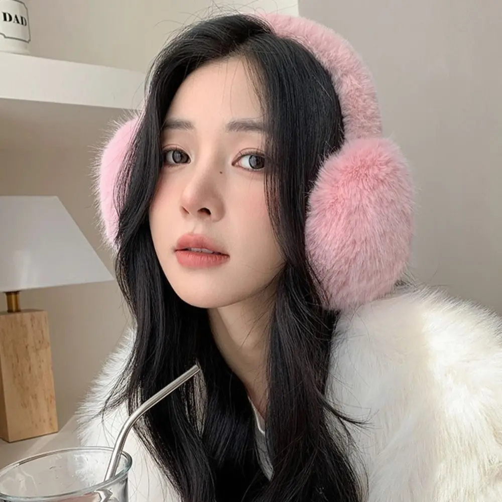 Solid Color Plush Fluffy Earmuffs Winter Ear Protection Coldproof Ear Cover Keep Warm Earflaps Gift