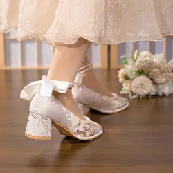 3cm Heels Square Toe Lolita Shoes Lace-Up Chunky Sandals Basketball Platform Sexy Pump 5cm Mary Jane Retro Gold Block Casual Bri