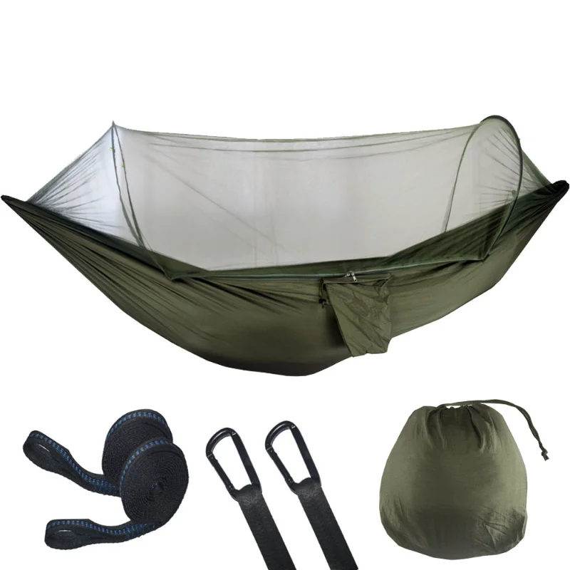 

Outdoor Double Hammock Hanging Chair Mosquito Net Camping Portable Storage Anti Rollover Parachute High Bearing Adult Swing