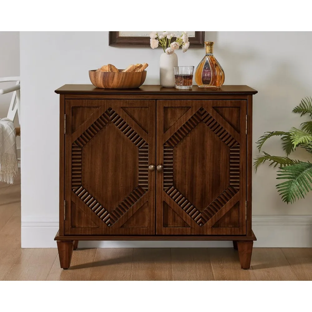 

33.5" Mid Century Sideboard Buffet Cabinet with Solid Wood Legs,Accent Storage Cabinet Credenza with 2 Doors for Living Room,Ent