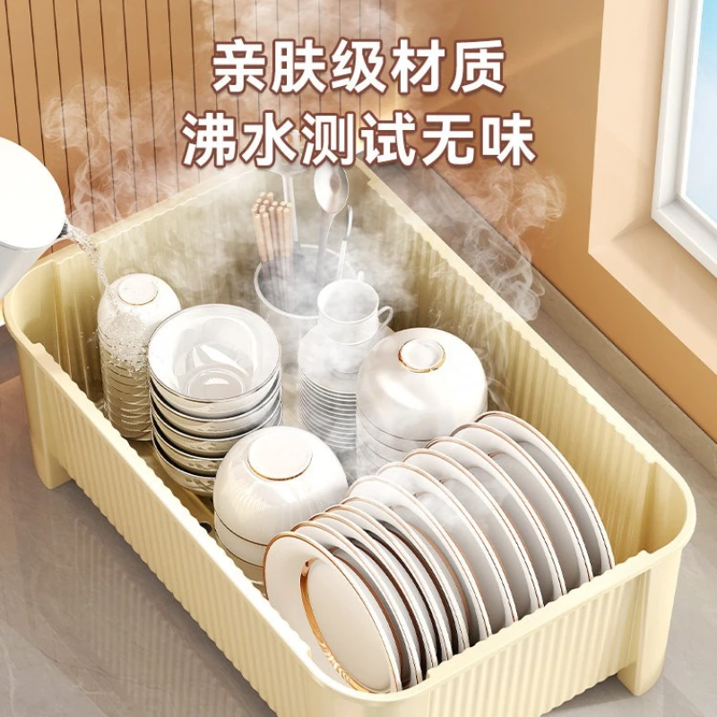 Dustproof Covered Multi Function Household Kitchen Drain Tableware Rack Bowl Dish Cutlery Organizer Box Cabinet Count