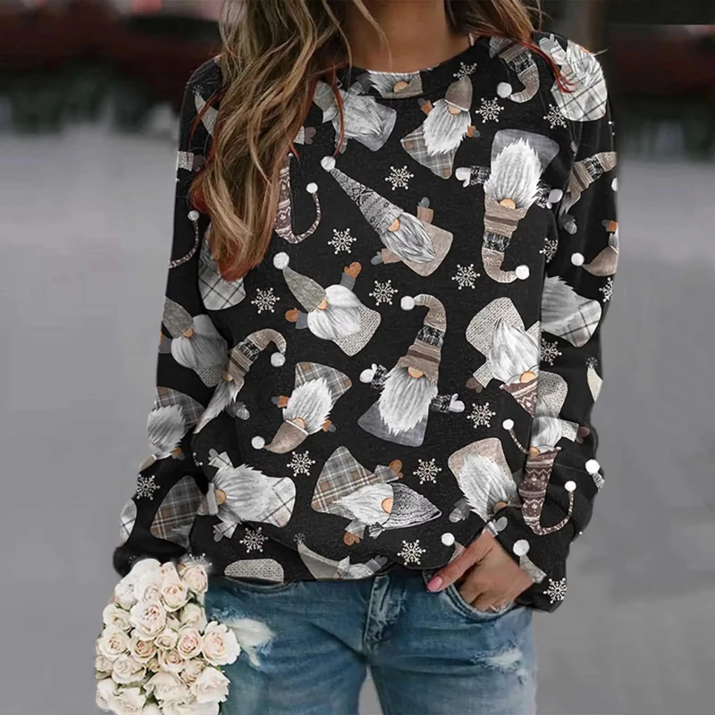 

3D Print Women's Sweatshirts Christmas Snowman Sweatshirt Santa Claus Casual Crewneck Hoodie Y2k Street Fashion Pullover Tops
