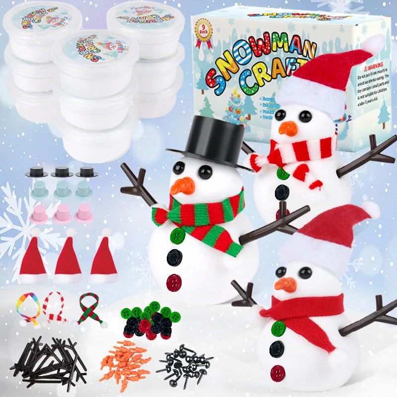 DIY Christmas Snowman Kit Molding Clay Build A Snowman Crafts Toy For Kids Boys Girls Xmas Stocking Stuffers Gifts