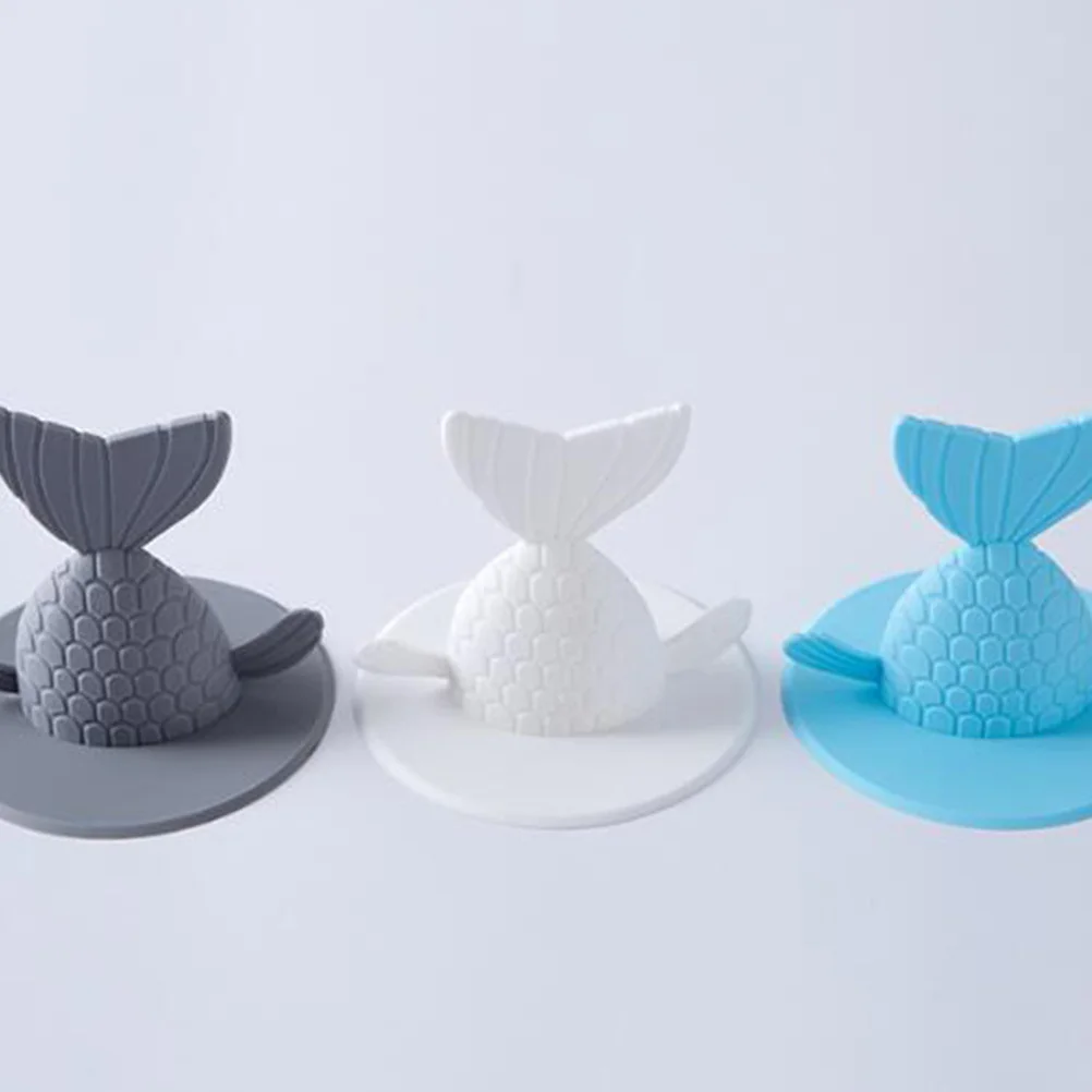 

2Pcs Floor Drain Sink Plug Fishtail Shape Kitchen Bathroom Deodorant Stopper Cover Blue White S Creative Sink Plug