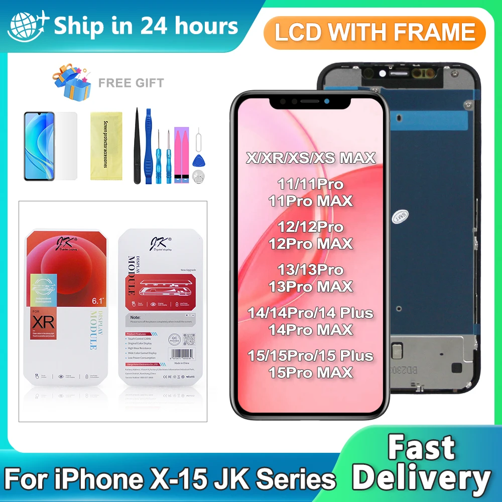 JK For iPhone 12 Pro Max 13 12 mini LCD Display Touch Screen Digitizer For iPhone 14 plus 14 15 11 Pro Max Display X XR XS MAx