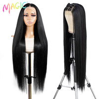 Magic Synthetic Lace Front Wigs For Women 38 inch Long Straight Layered Wigs 13X4 Lace Frontal Free Part Wig Black Cosplay Wig