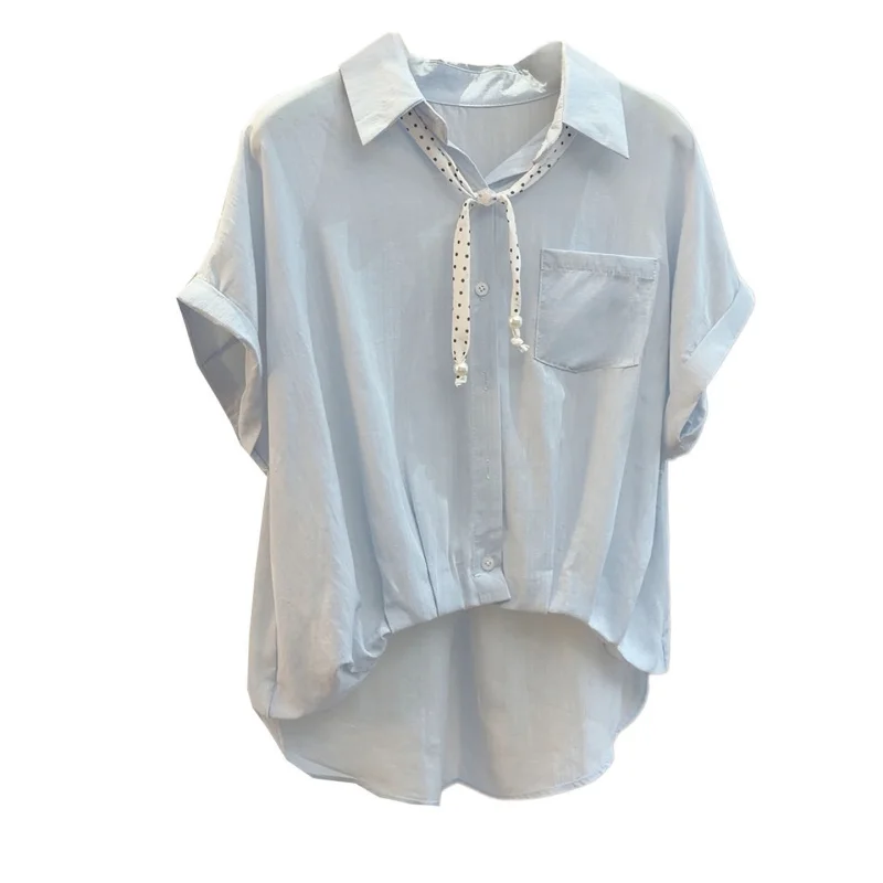 Korean-style short-sleeve shirt for women in summer2026New stylish design, youthful and simple, versatile and slimming top with