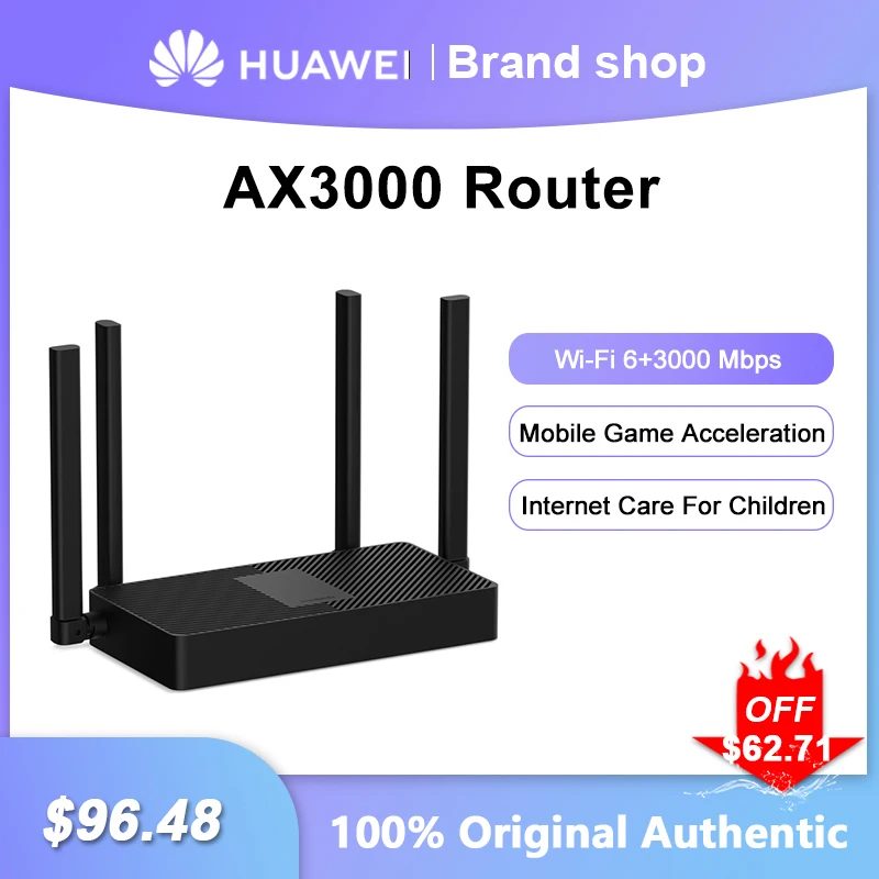 Huawei AX3000 Router Wi-Fi 6+ 3000 Mbps Signal Repeater 2.4GHz 5GHz Gigabit Wireless Network Amplifier High Gain 4 Antennas