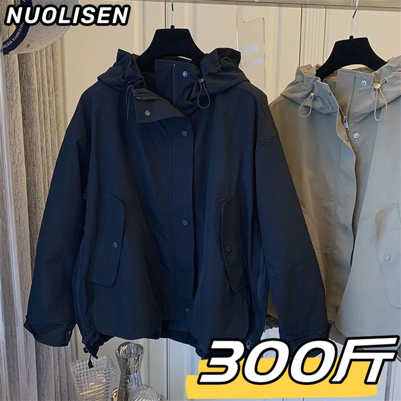 High-quality Sunscreen Windproof Hoody Short Casual Age-Reducing Loose Coats Women's Windbreaker 2026 Spring New Hooded Coat Lad