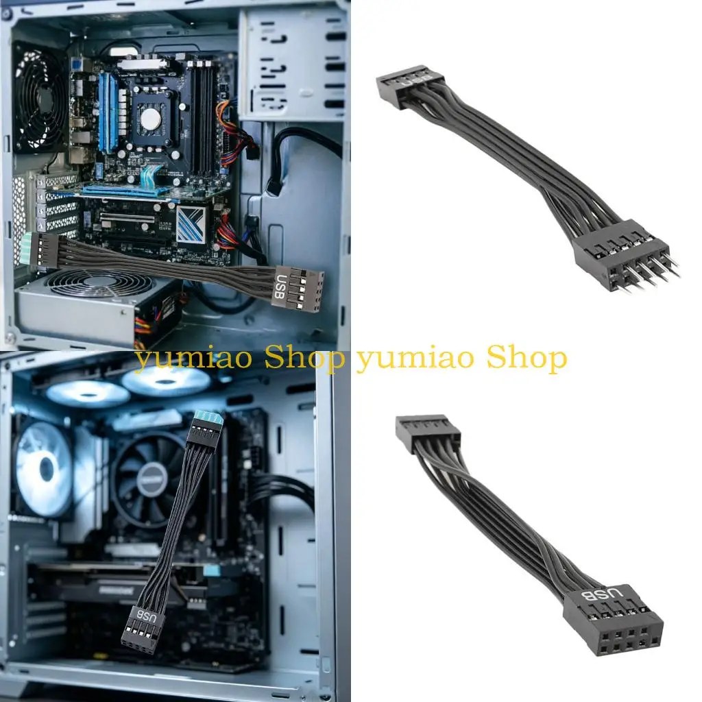 587B USB 9-Pin Extension Ribbon Cable for Desktop Front Panel Header Routing