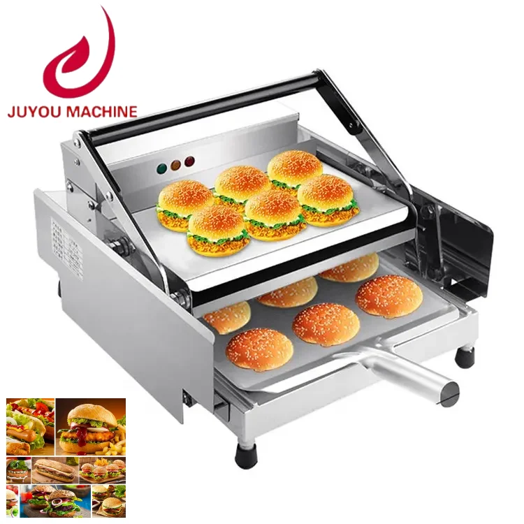 JUYOU Hot Sale semi automatic Electric Non-stick Long Service Life Burger Bun Grill Machine/ Hamburger Maker Grill for sale