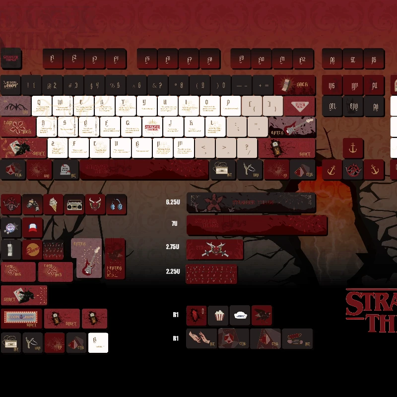 Black Red Gothic Style Theme Keycaps Set Customized MOA/Cherry Profile Keyboard Cap for Mechanical Keyboard Accessories Gift