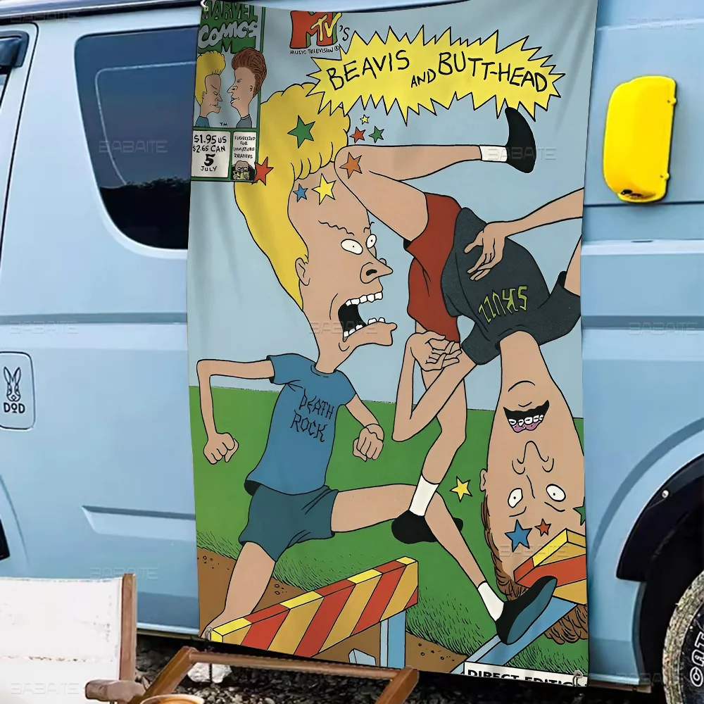 Anime Beavis And Butthead High End Quality Banner Printing Artistic Atmosphere Style Camping Flag