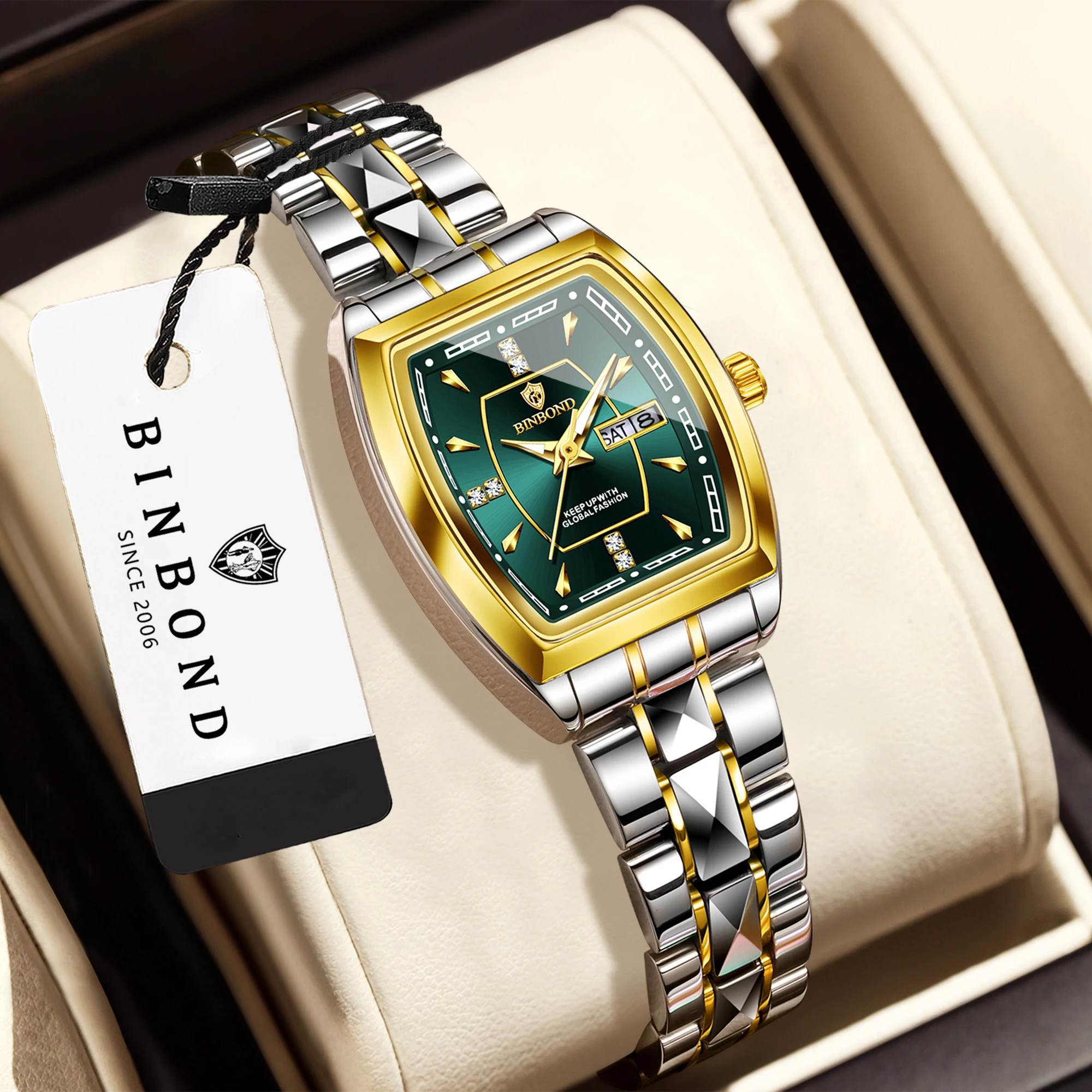 BINBOND Quartz Watches For Women Luxury Ladies Watch Reloj Mujer Resistente Al Agua Montre Femme Luxe De Marque Avec Logo+Box