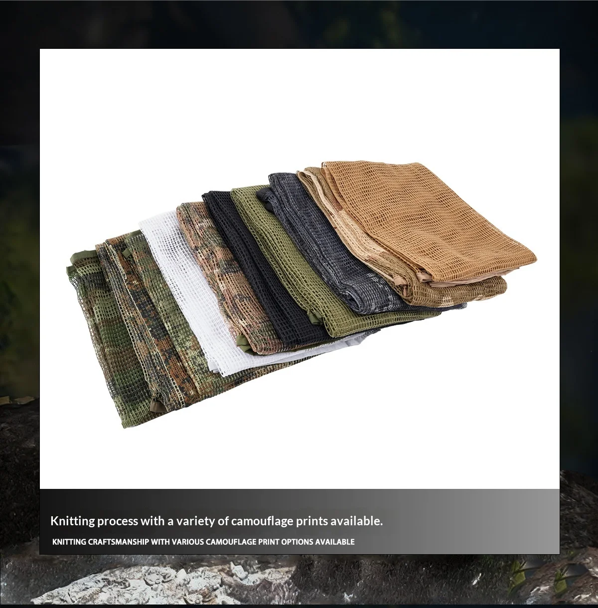 Taktisches Tarnnetz-Schal, Atmungsaktiver Scharfschützenschleier für Jagd, Airsoft, Outdoor-Militärausrüstung – Detail 6