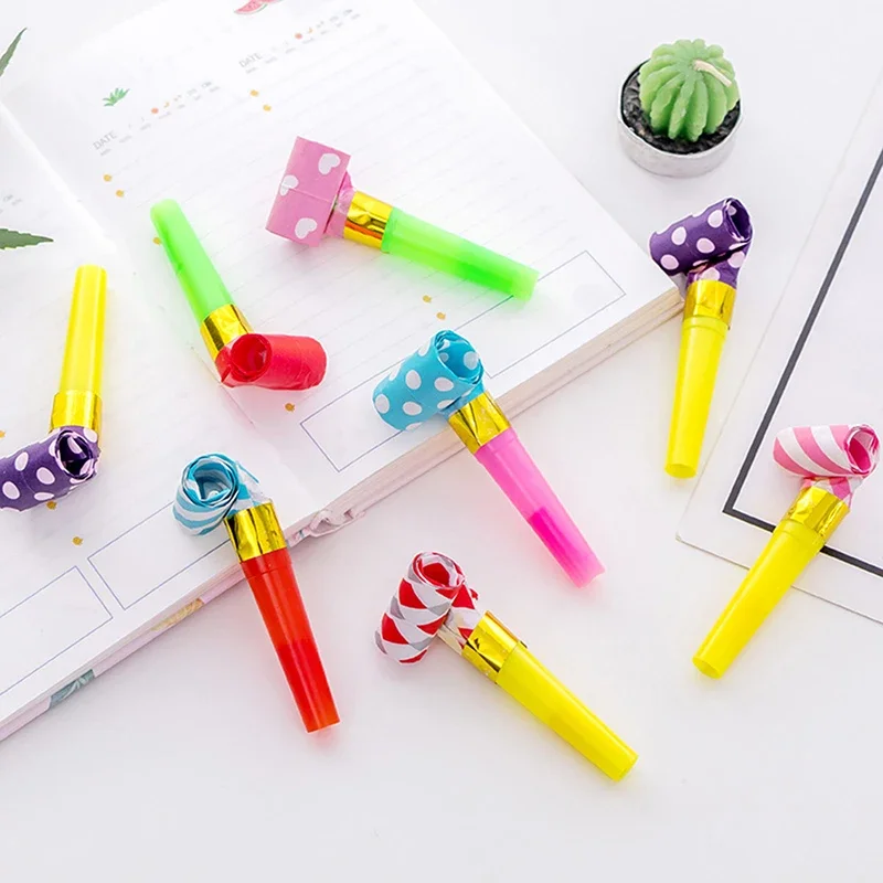 20pcs Colorful Blow Dragon Whistle Blow Horn Whistle Birthday Party Toys Party Supplies Gifts