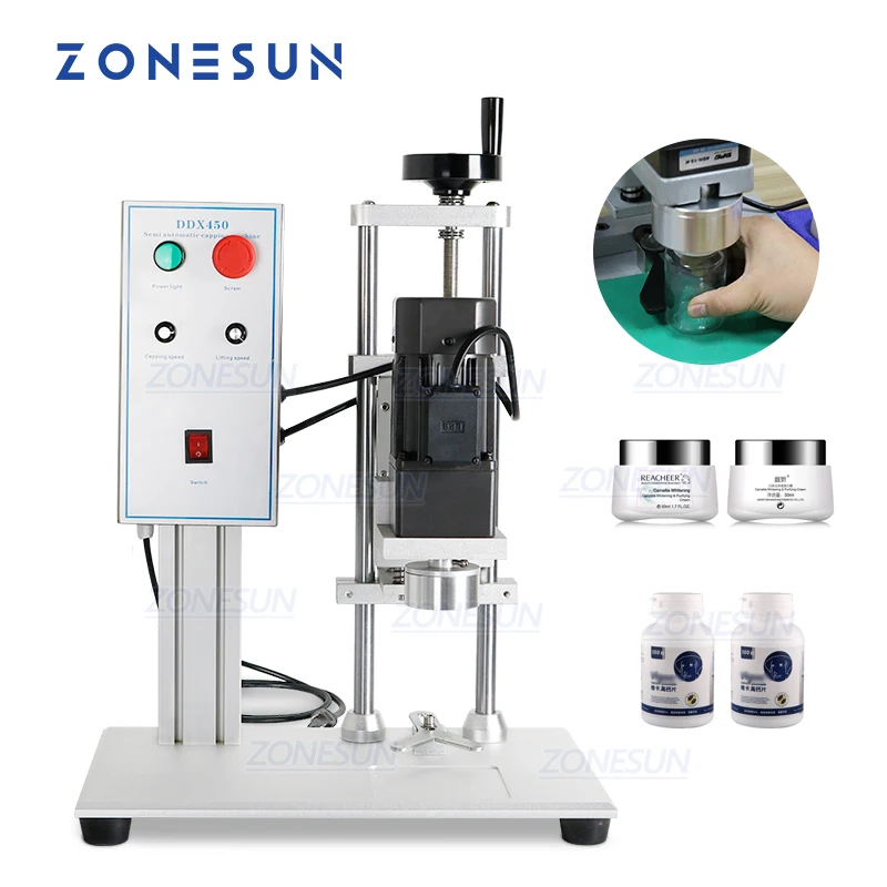 

ZONESUN Semi-Auto Bottle Cap Screw Capping Machine Bottle Capper Sealer Electric Capping Tool Cola Soft Drink Bottle Chuck