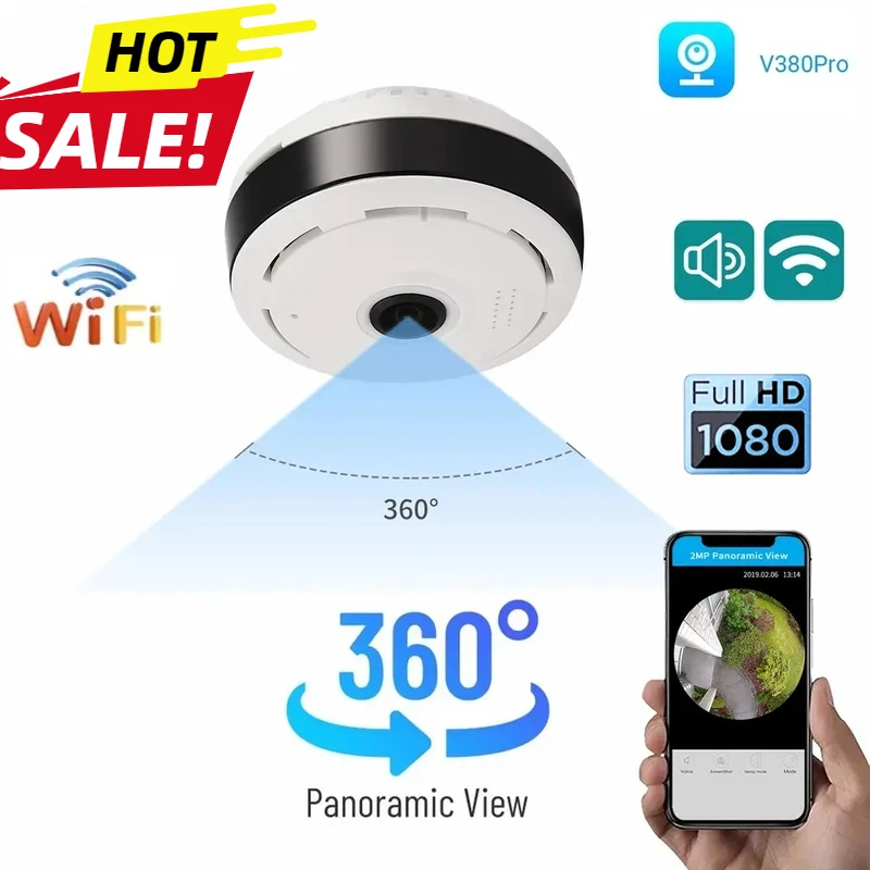 HD Mini Camera 360 ° Panoramic View Two-way Voice IP Camera 2MP Video Survalance Home Security Protection Wifi Wireless Cameras