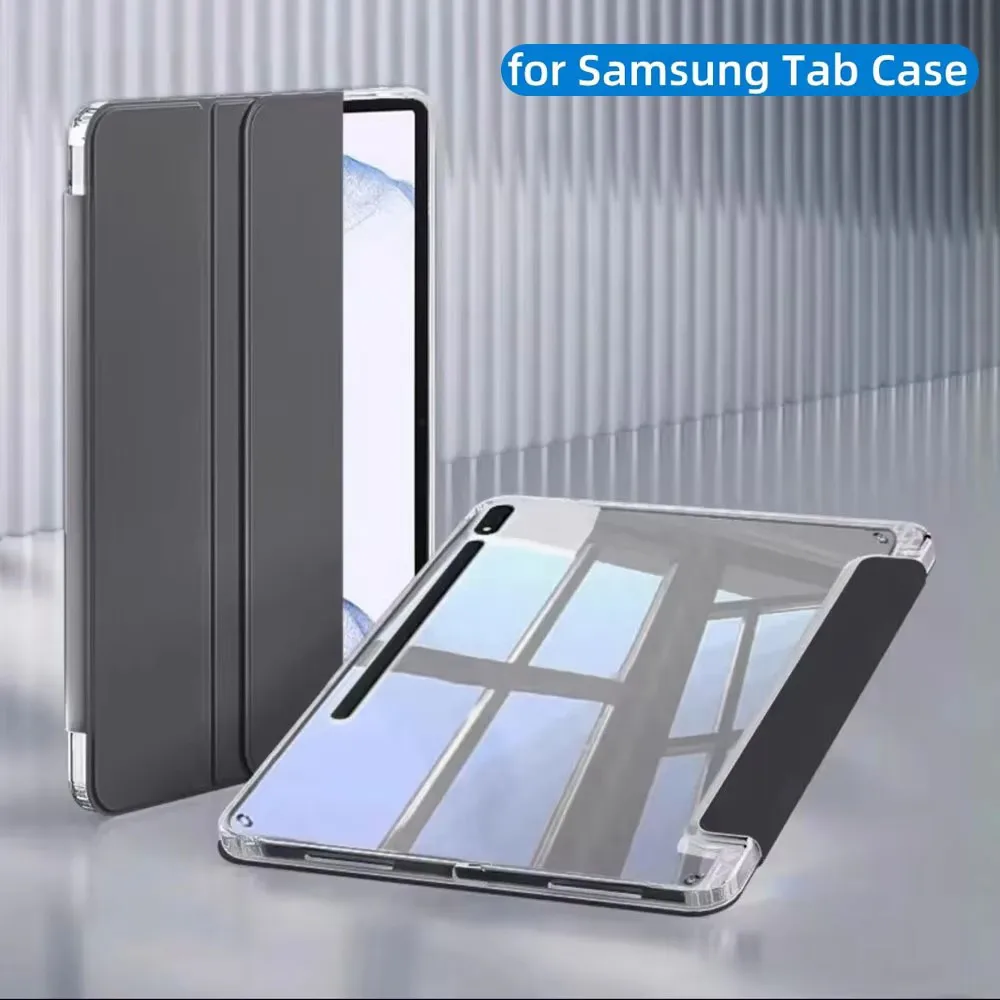 HD Transprent Acrylic Case For Samsung Galaxy Tab S10+ S10 Plus 12.4 S9 FE Plus A9 S8 S7 FE S6 Lite With Pen Slot