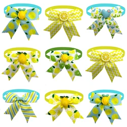 50pcs Dog Bow Ties Summer Dog Bowties Neckties Collar Lemon Pattern Style Pet Grooming Accessories for Small Dogs Cats