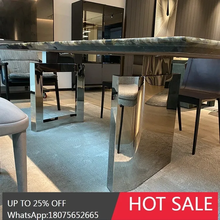 SGF Dining Table Natural Marble Rectangular High-End Light Luxury Dining Table
