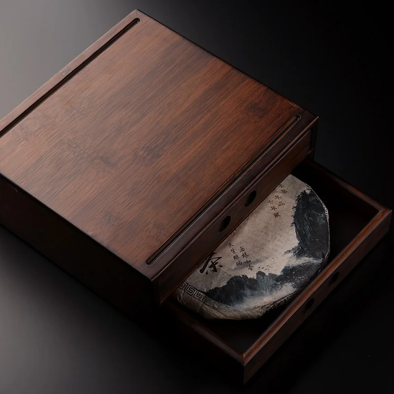 Traditional Chinese Sle Handmade Bamboo Pu'er Tea Box Storage Cabinet Tea Tray Accories