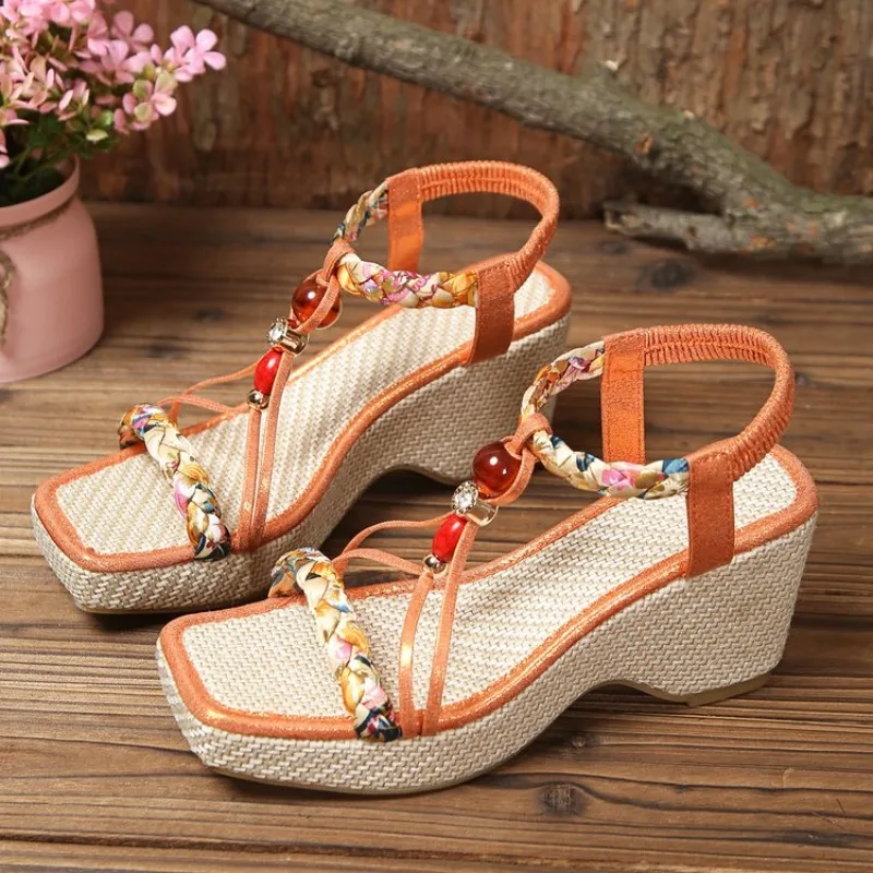 

Spring And Summer Beach Sandals Women'S Fashion Wedge Heel Thick Sole Comfort Sandals For Women With Arch Support And Back Strap