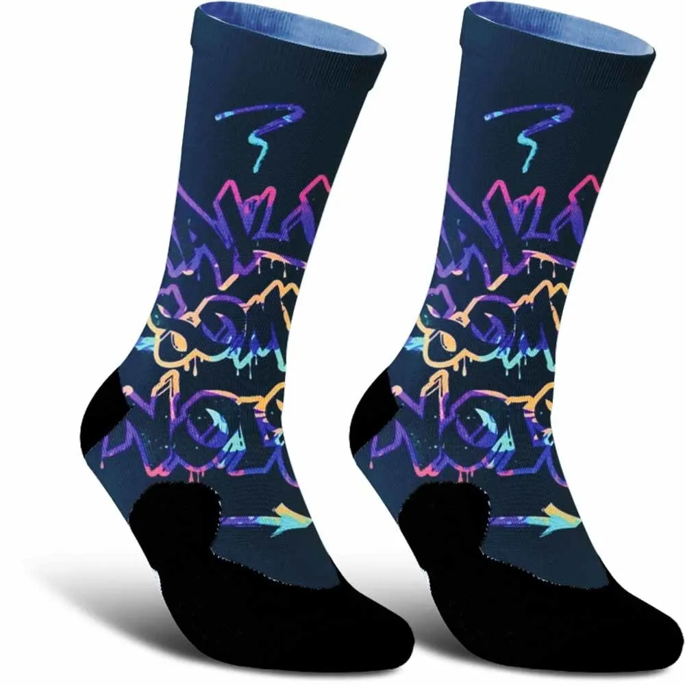 Brand new cool graffiti style patterned sports cycling socks, durable and breathable, tightly fitting, moisture wicking,unisex