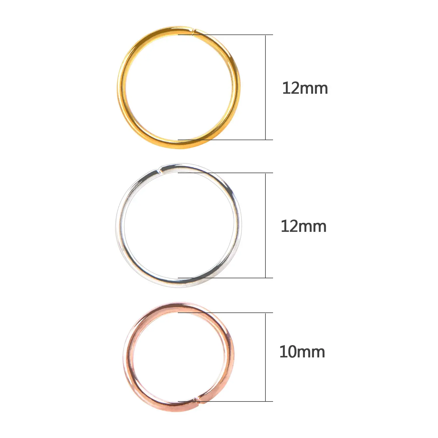 100pcs Gold and Sliver Rose Gold Color 12mm Hair Metal Braid Rings Accessories Clips for Women and Girls Dreadlocks Beads Set