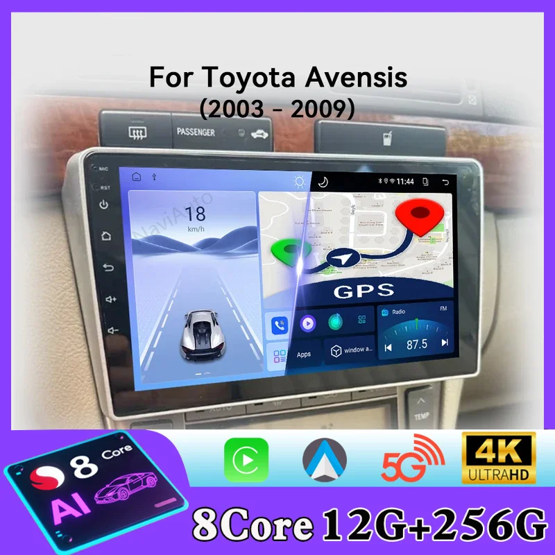 Radio para Auto Toyota Avensis T250 2003-2009, Reproductor Multimedia Android para Auto, Navegación GPS, Carplay, Pantalla Táctil, Estéreo para Auto
