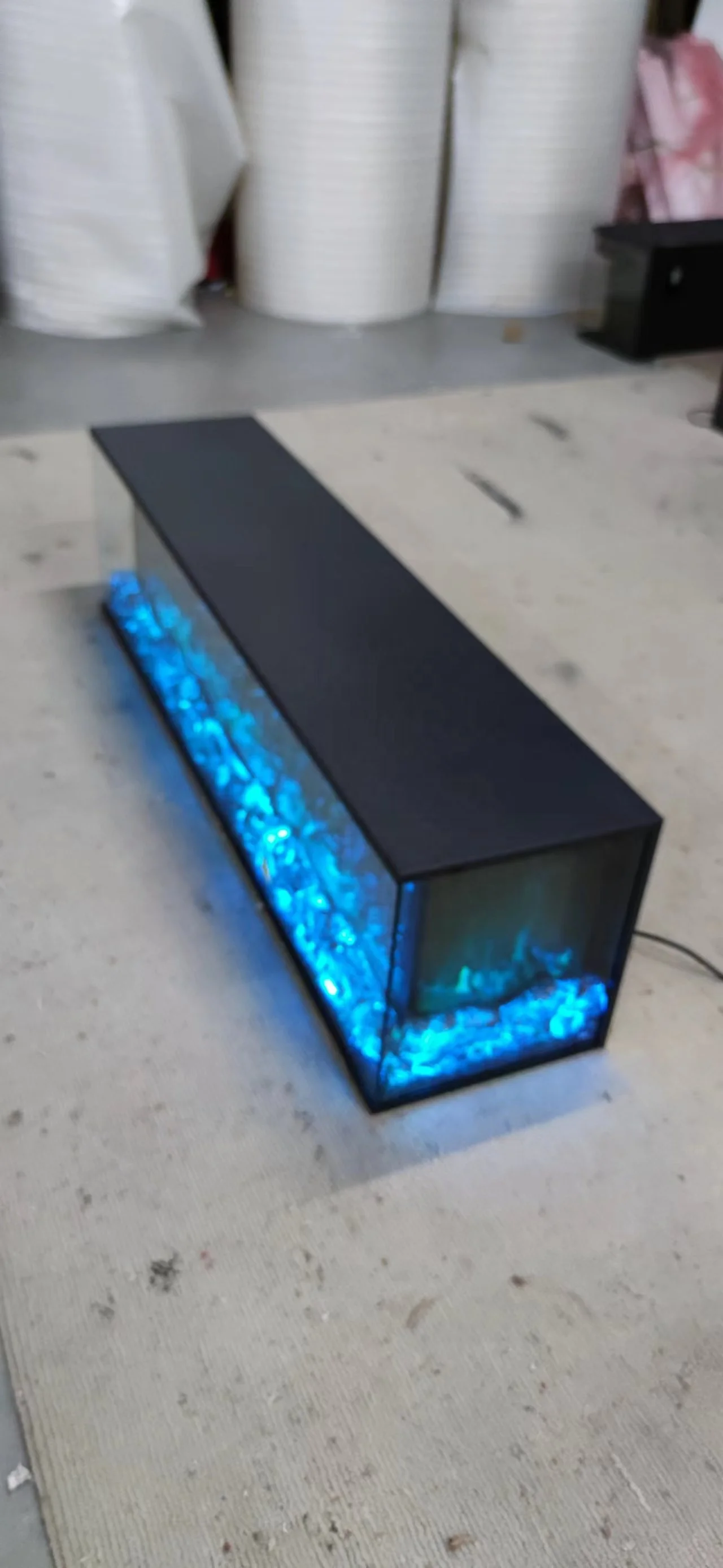 Modern 3 Sided Electric Fireplace Insert LED Flame Effect 40-100 Inch Adjustable Thermostat Remote Controlled Household Hotel