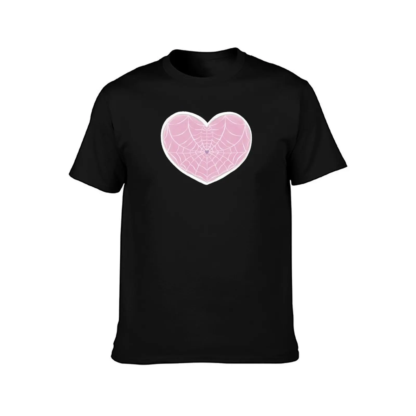 Pastel Spider Web Heart T-Shirt, Summer Casual Cotton Tee, Oversized Streetwear Tops, Vintage Graphic Print, Unisex Men Women