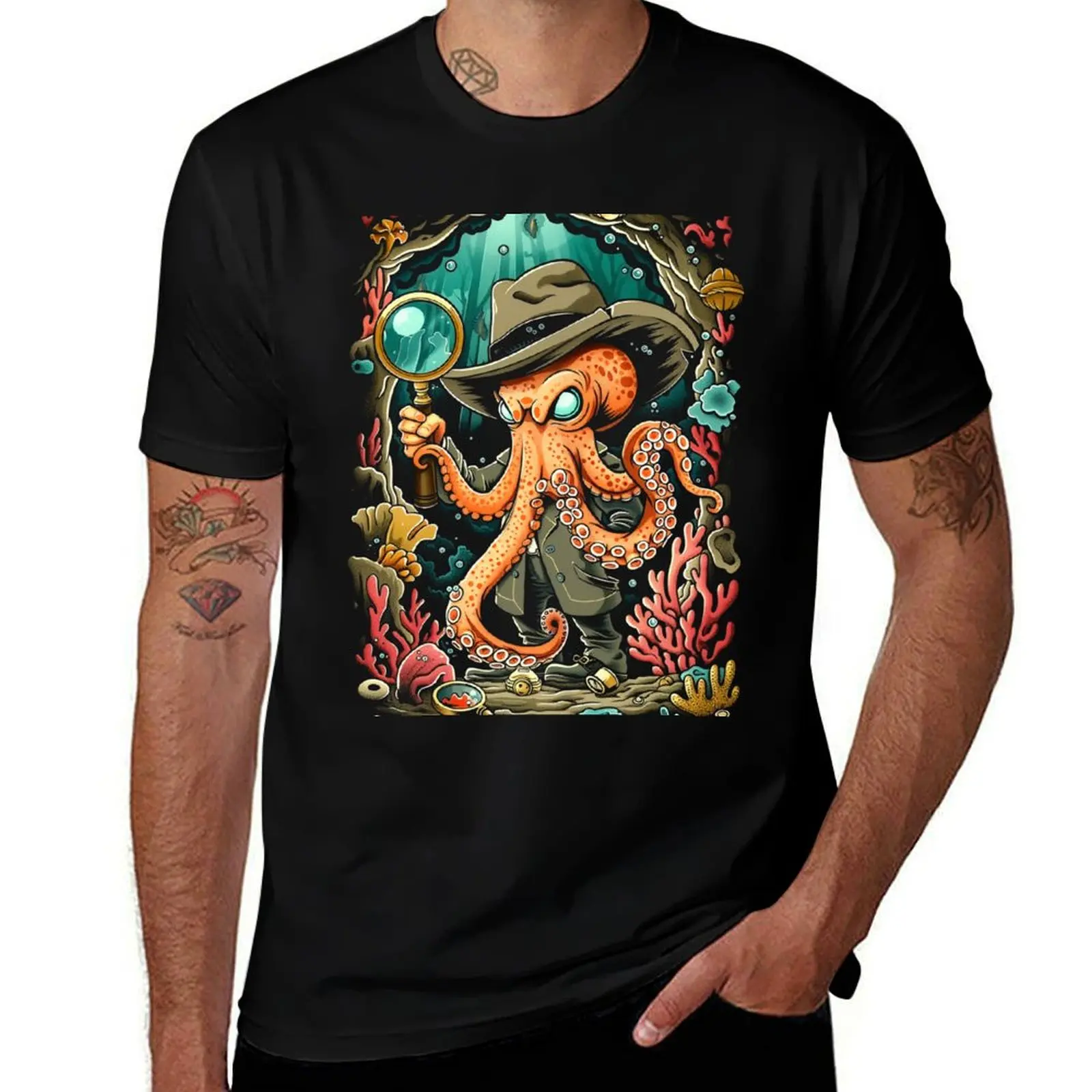 

Octo-Sleuth T-Shirt cotton tshirt 100% printed t shirts for man T-Shirt