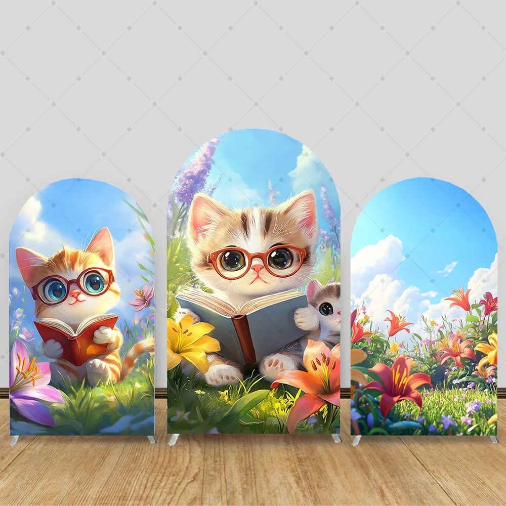 

Arch Party Background Cute Cat Flower Theme Baby Birthday Party Decoration Background Adhesive Photo Photography Studio Supplies