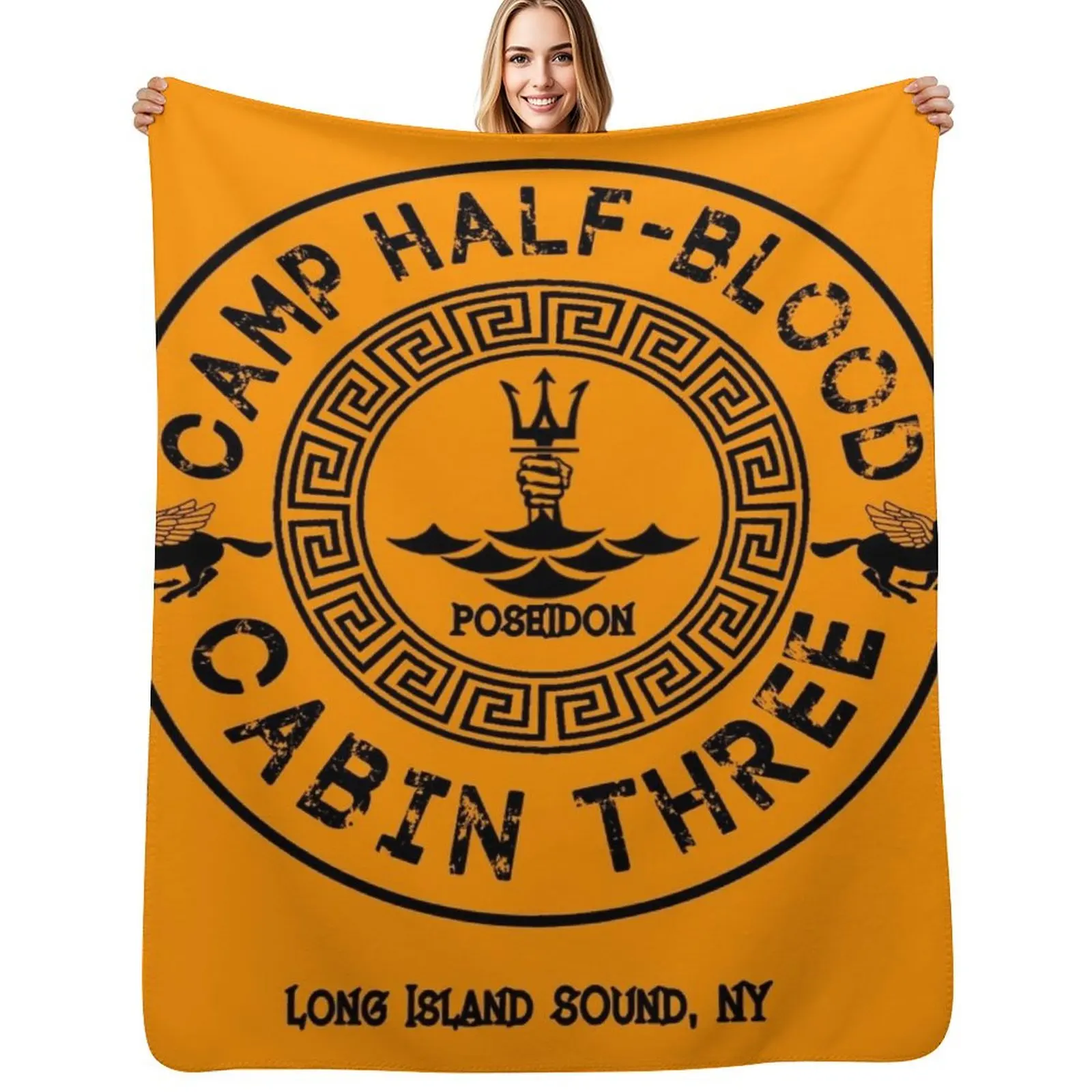 

Percy Jackson - Camp Half-Blood - Cabin Three - Poseidon Throw Blanket Soft Sherpa Fleece Warm Blanket for Winter