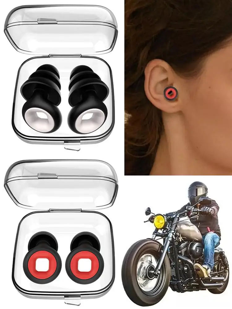 Bouchons d'oreilles en Silicone pour moto, Collection sonore immersive à double anneau, bouchons d'oreilles pour le sommeil, réduction du bruit, pour étudiants et enfants étudiants