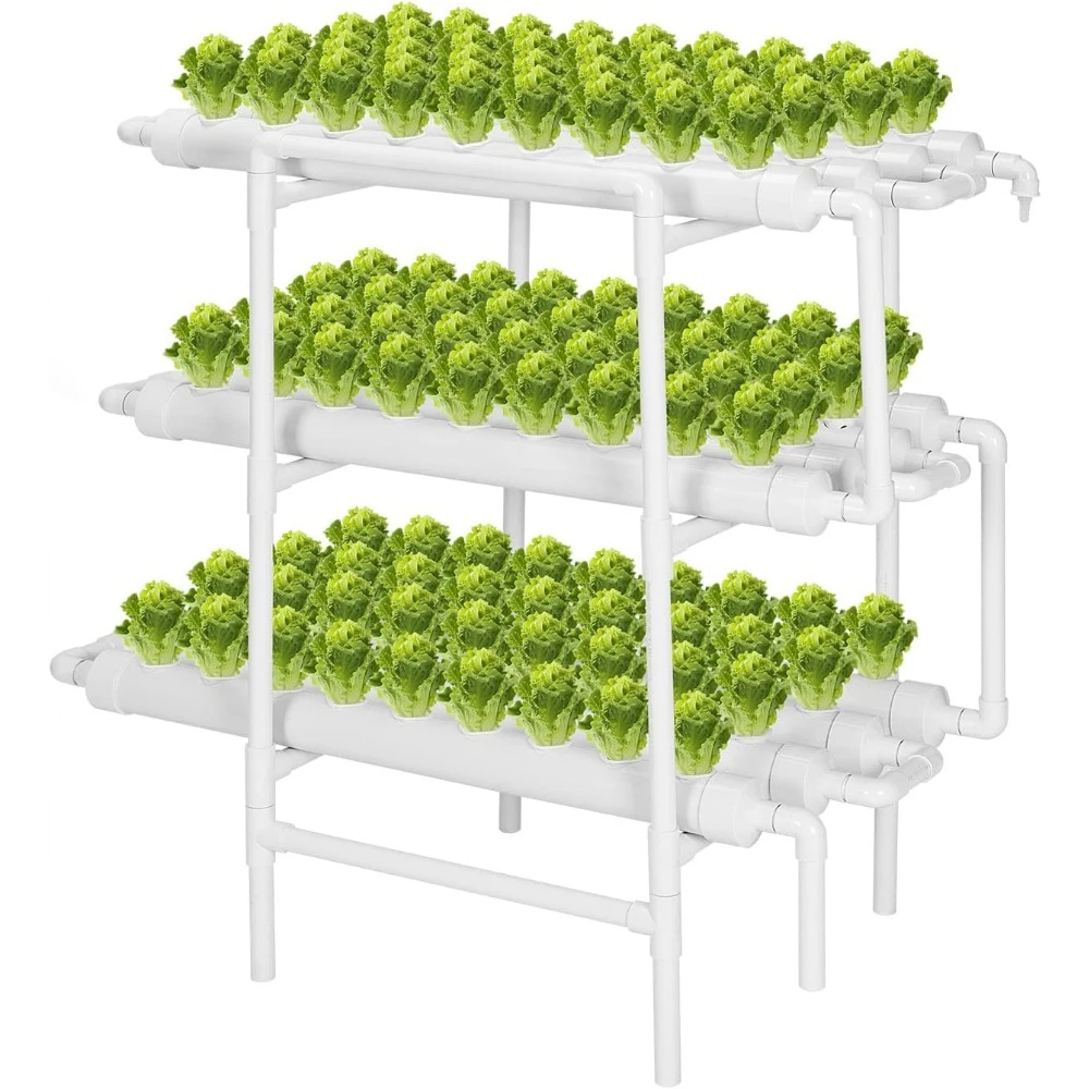 

Hydroponics Growing System, Plant Sites, 3 Layers, 12 Food-Grade, PVC-U Pipes, Gardening Kit for Leafy Vegetables