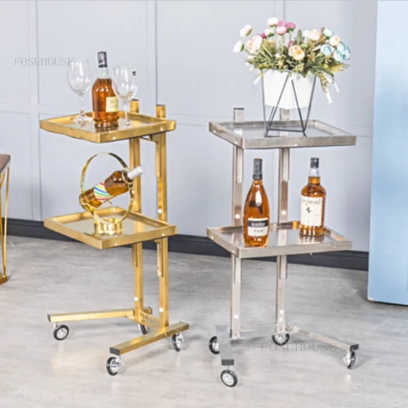 Stainless Steel Auxiliary Car with Wheels Beauty Salon Dyeing Trolley Cart Folding Barber Shop Special Two-layer Tool Trolley