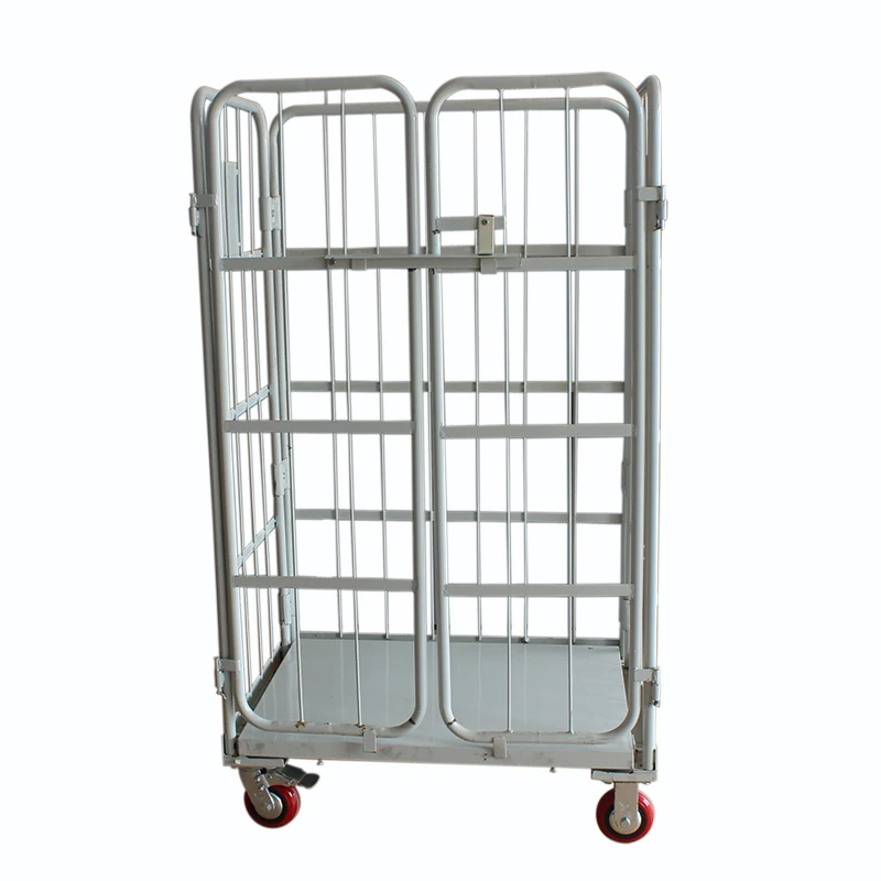 Foldable Frame Cargo Metal Steel Supermarket Laundry Roll Container