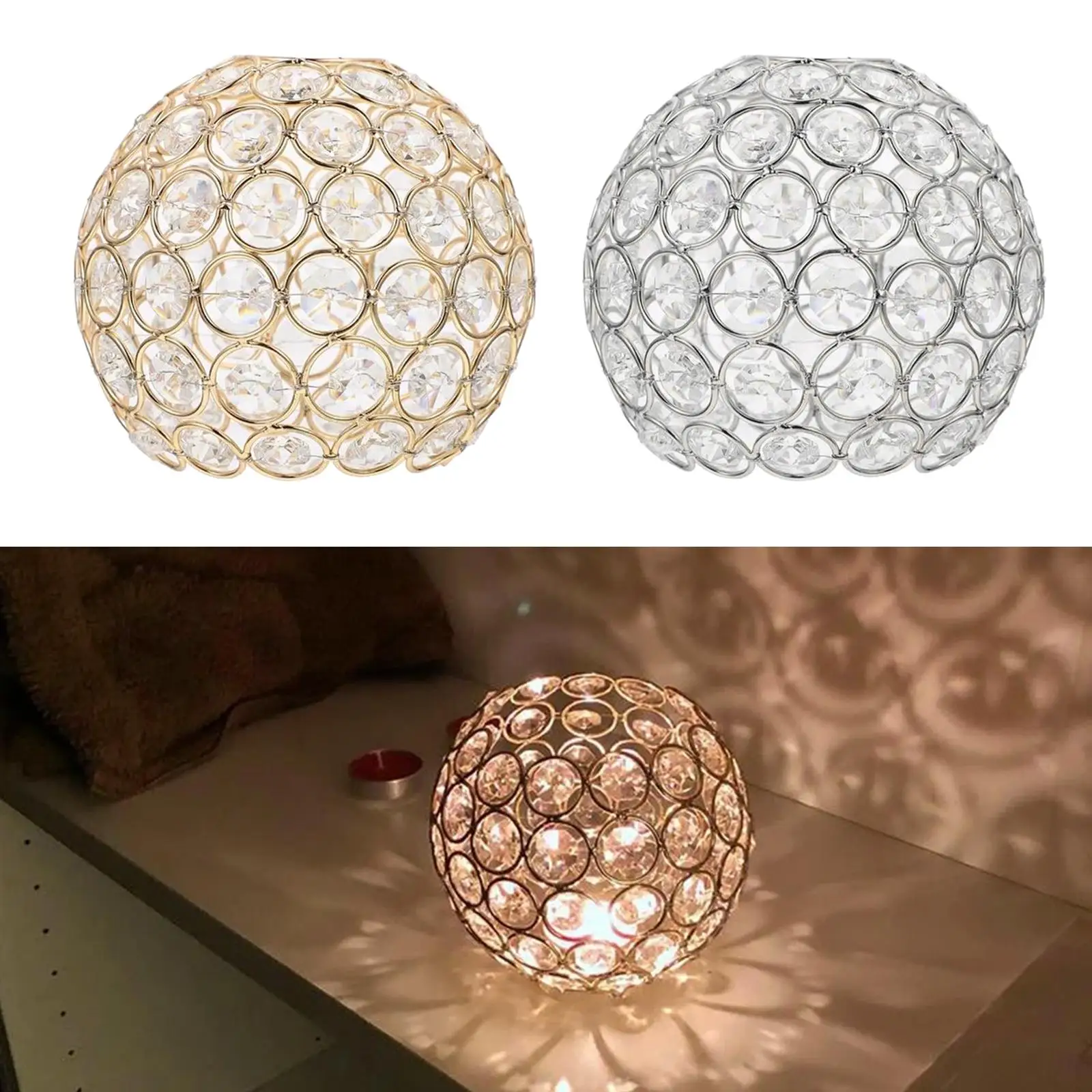 Shiny Ceiling Light Shade Replacement Cover Clip On Crystal Lampshade Only for Wall Lamp Bedside Lamp Library Office Party